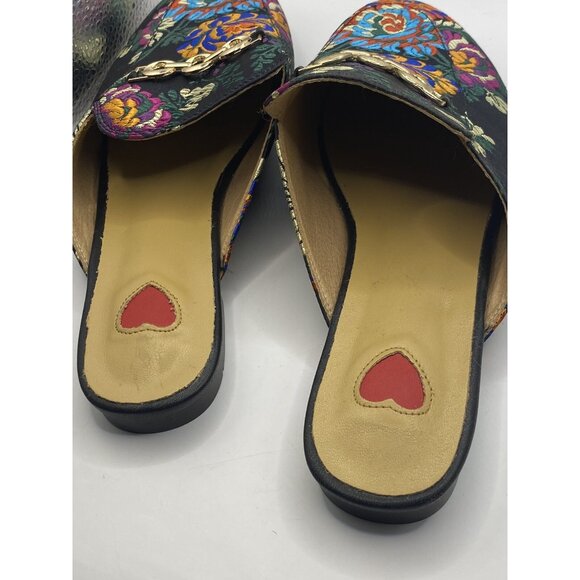 FY Zoe Miriam Silk Embroidery Size 260Cm US 9.5 Sheepskin Vero Cuoio Flat Mules - Picture 8 of 10